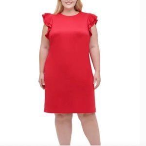 Tommy Hilfiger Red ruffle Cap Sleeve Sheath Dress Size 22W 4th of July Dress